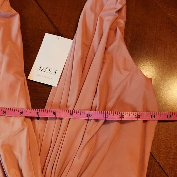 Misa Los Angeles Sleeveless V-Neck Party Bridesmaid High Low Formal Dress Pink - Picture 7 of 16